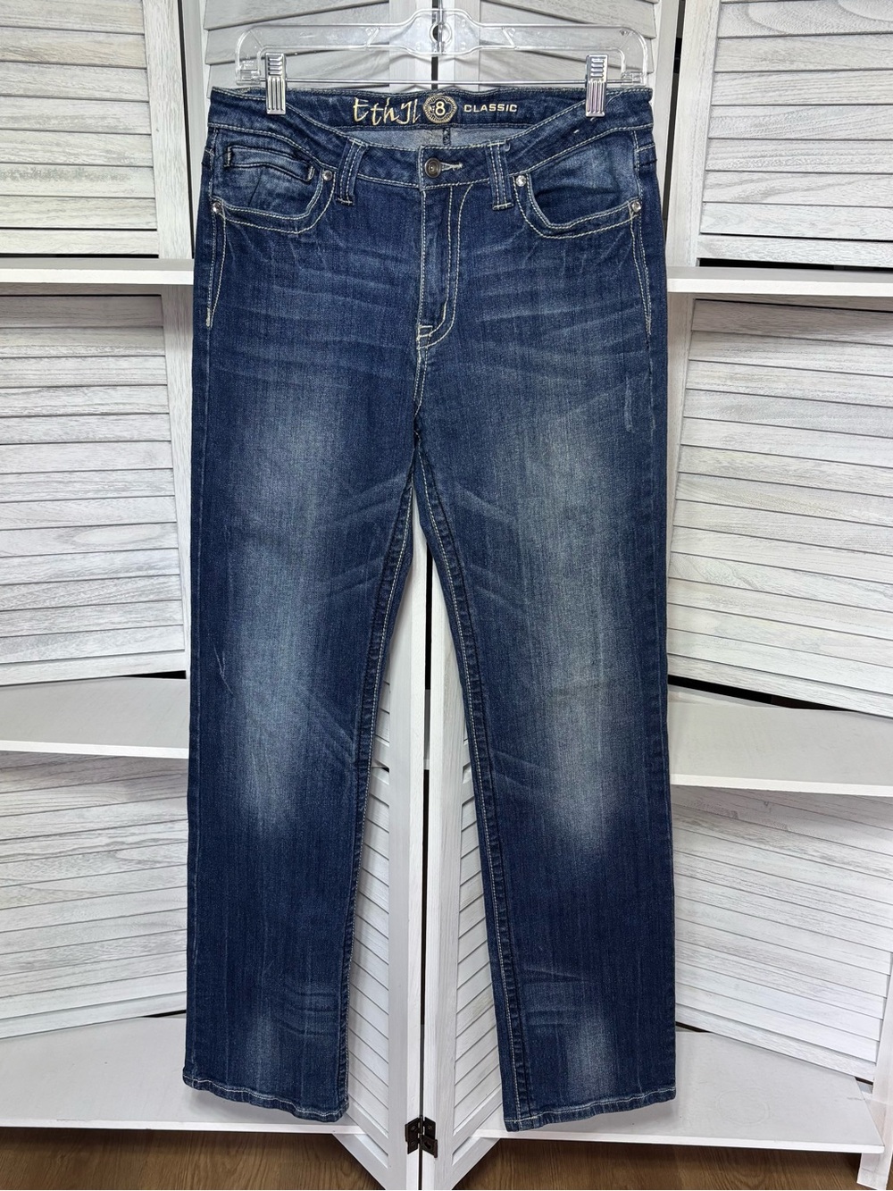 Ethyl Classic Jeans Women’s Size 8 Embellished Rhinestone Bootcut Dark Wash
